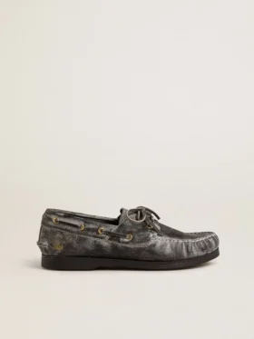 Mocasín Cruise para adolescentes en cuero negro con efecto desgastado