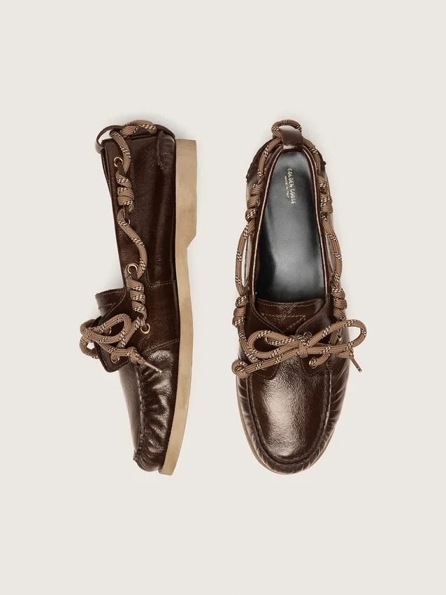 Mocasín Cruise para mujer en cuero marrón oscuro brillante