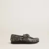 Mocasín Cruise para niños en cuero negro desgastado