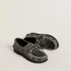 Mocasín Cruise para niños en cuero negro desgastado