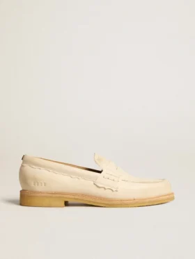 Mocasín Jerry en cuero blanco mantequilla
