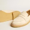 Mocasín Jerry en cuero blanco mantequilla