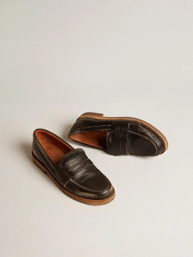 Mocasín Jerry para hombre en cuero negro