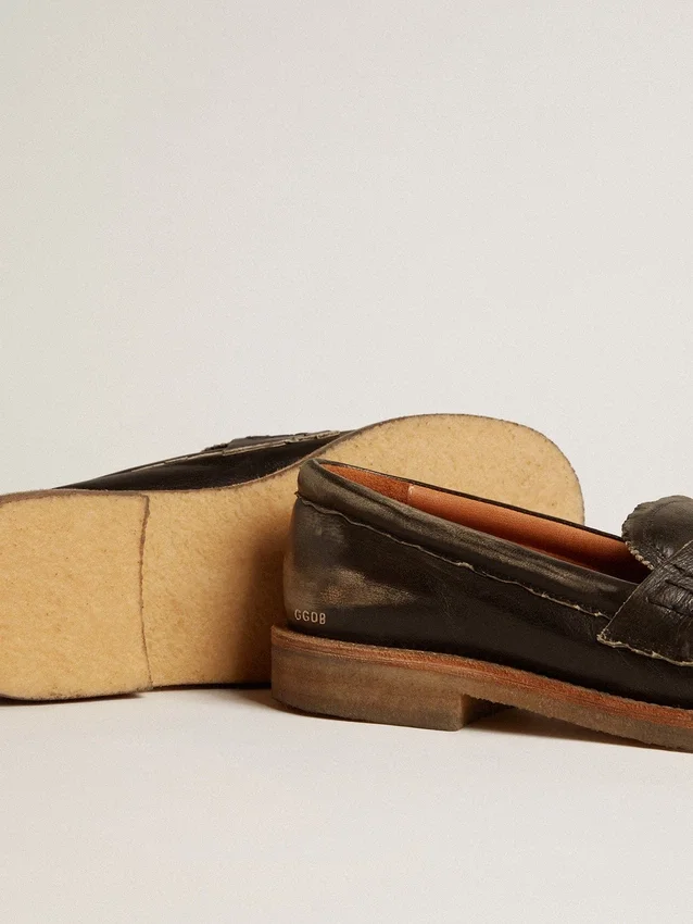 Mocasín Jerry para hombre en cuero negro