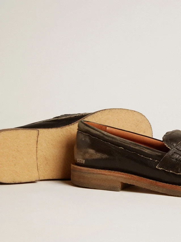 Mocasín Jerry para mujer en cuero negro