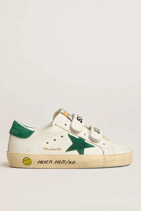 Old School para adolescentes con estrella de gamuza verde y lengüeta en el talón