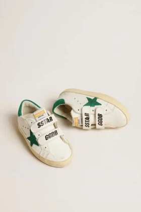 Old School para adolescentes con estrella de gamuza verde y lengüeta en el talón