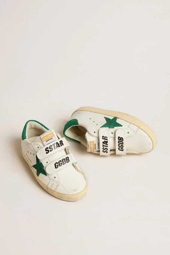 Old School para adolescentes con estrella de gamuza verde y lengüeta en el talón