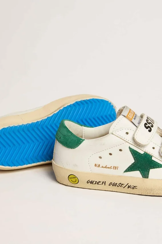 Old School para adolescentes con estrella de gamuza verde y lengüeta en el talón