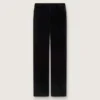 Pantalones acampanados de corte ajustado para mujer en terciopelo de algodón negro