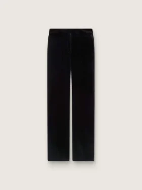 Pantalones acampanados de corte ajustado para mujer en terciopelo de algodón negro