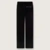 Pantalones acampanados de corte ajustado para mujer en terciopelo de algodón negro
