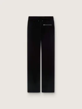 Pantalones acampanados de corte ajustado para mujer en terciopelo de algodón negro
