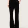 Pantalones acampanados de corte ajustado para mujer en terciopelo de algodón negro