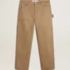 Pantalones beige para hombre con parches