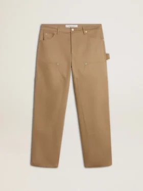Pantalones beige para hombre con parches