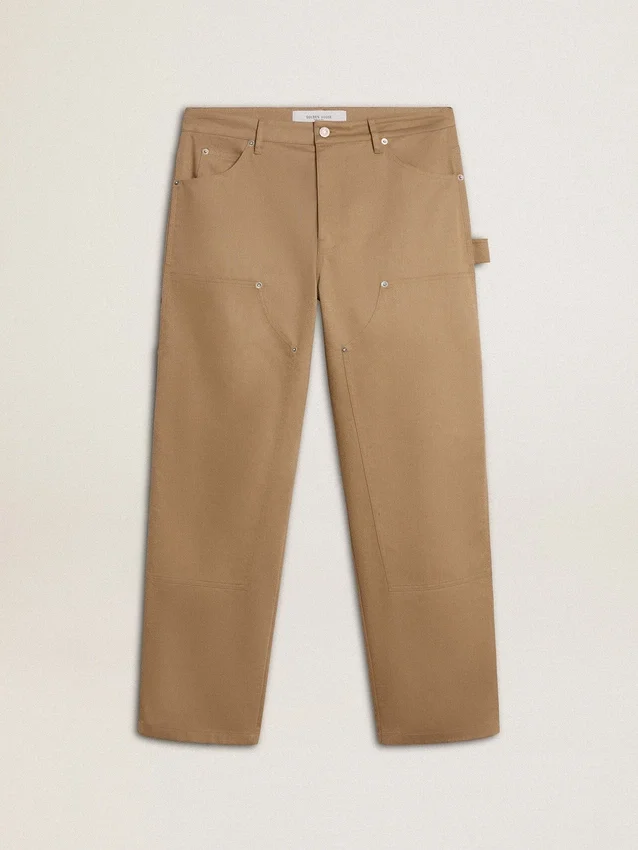 Pantalones beige para hombre con parches