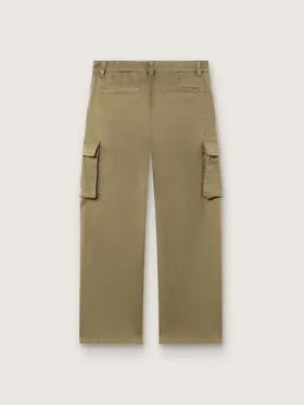 Pantalones cargo para niños de la colección Journey en gabardina de algodón verde militar con estampado