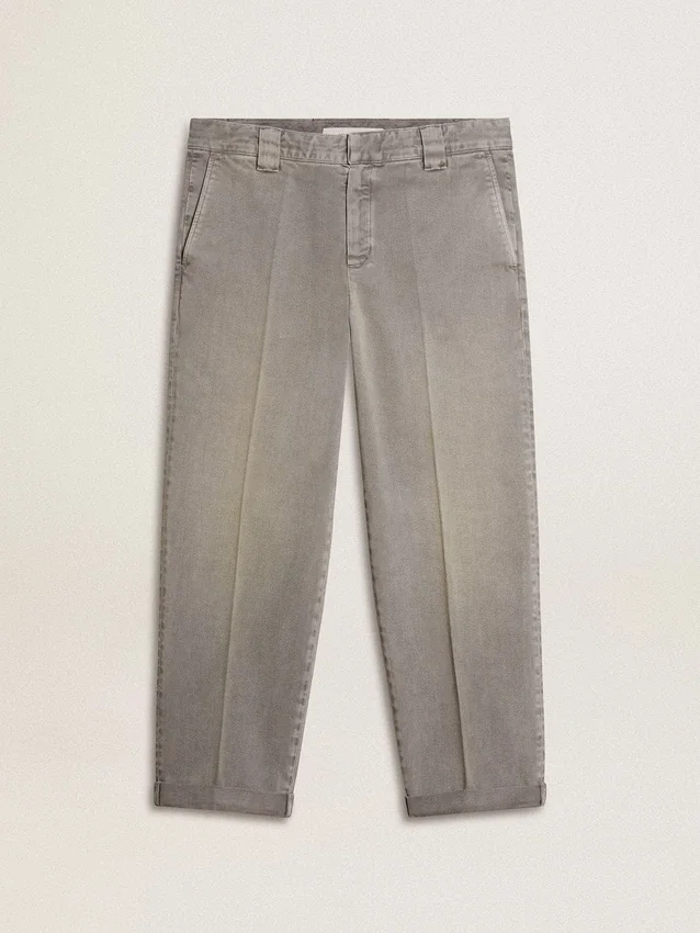 Pantalones chino de algodón color gris