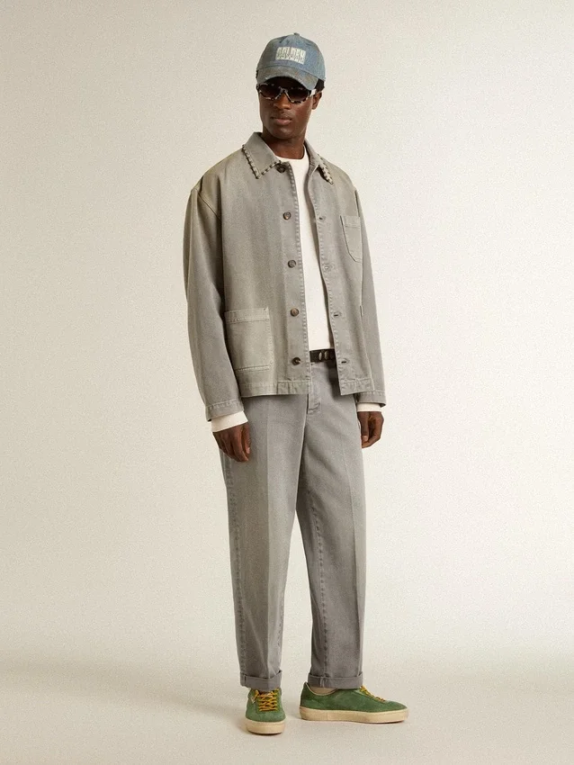 Pantalones chino de algodón color gris
