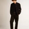 Pantalones chinos negros de algodón para hombre