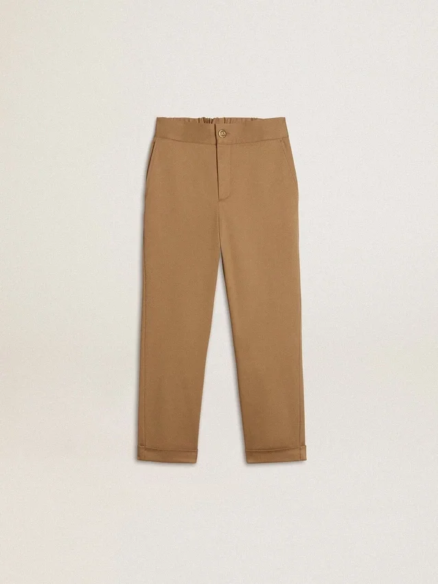 Pantalones chinos para niños en algodón color tabaco