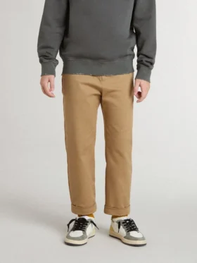 Pantalones chinos para niños en algodón color tabaco