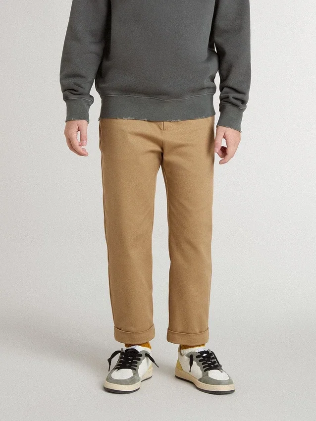 Pantalones chinos para niños en algodón color tabaco