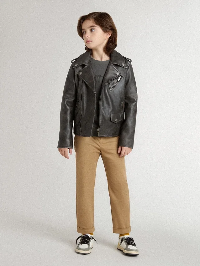 Pantalones chinos para niños en algodón color tabaco