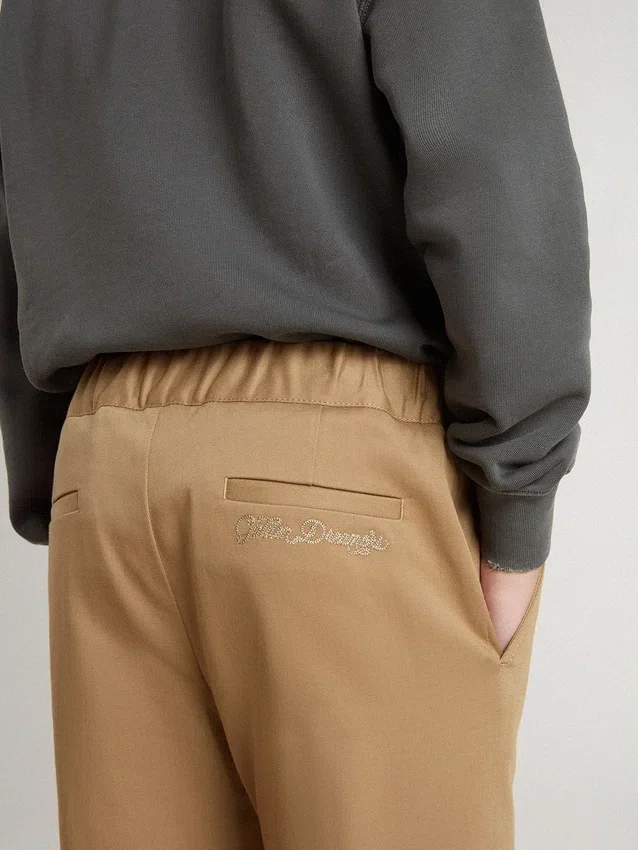 Pantalones chinos para niños en algodón color tabaco