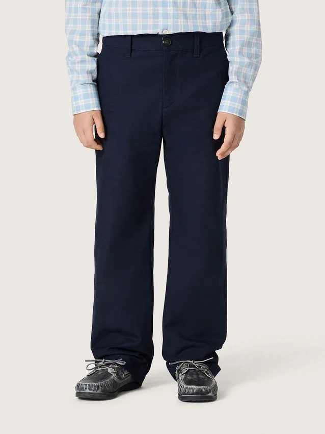 Pantalones chinos unisex Journey de lona de algodón azul con logotipo bordado
