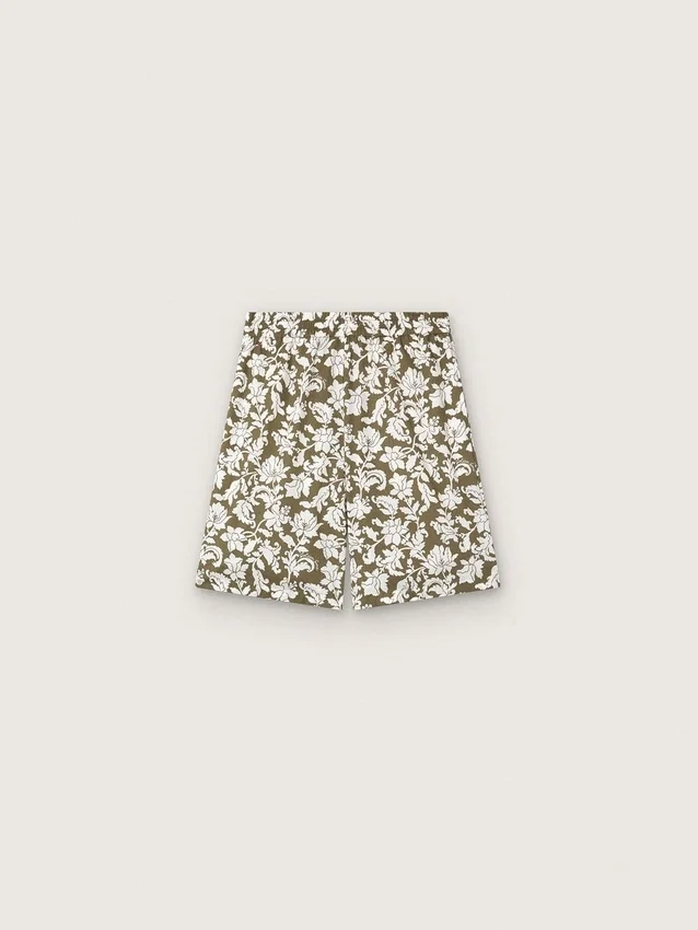 Pantalones cortos de lona de algodón para niños de Journey con estampado floral verde y blanco