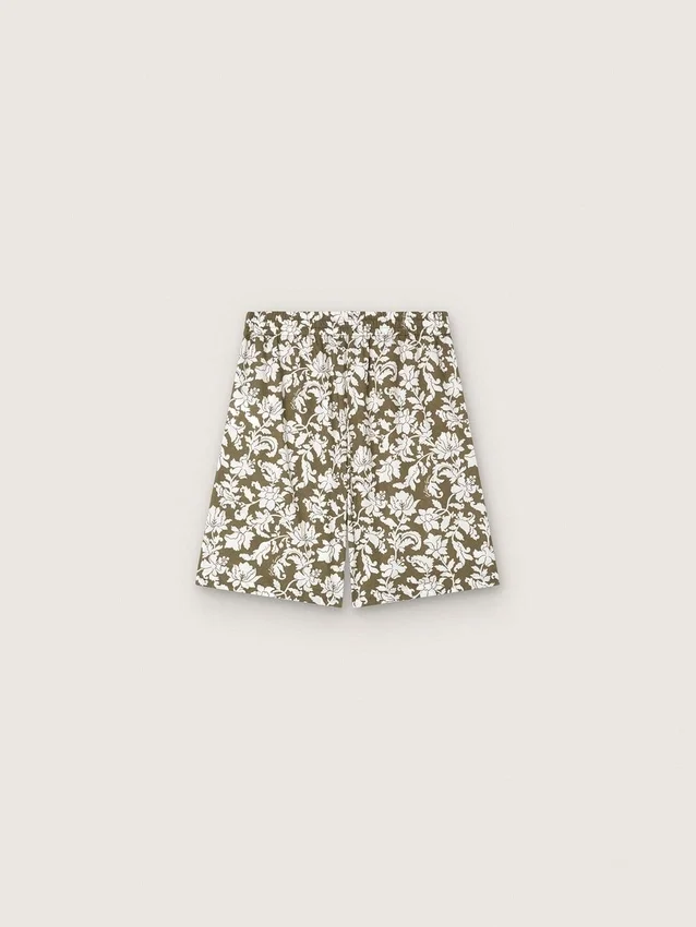 Pantalones cortos de lona de algodón para niños de Journey con estampado floral verde y blanco
