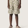 Pantalones cortos de lona de algodón para niños de Journey con estampado floral verde y blanco