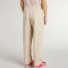 Pantalones de algodón beige para niñas con bordado