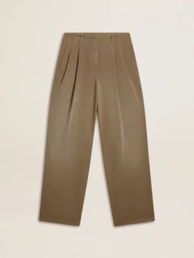 Pantalones de algodón color caqui para mujer
