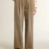 Pantalones de algodón color caqui para mujer
