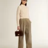 Pantalones de algodón color caqui para mujer