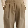 Pantalones de algodón color caqui para mujer