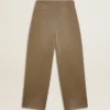 Pantalones de algodón color caqui para mujer