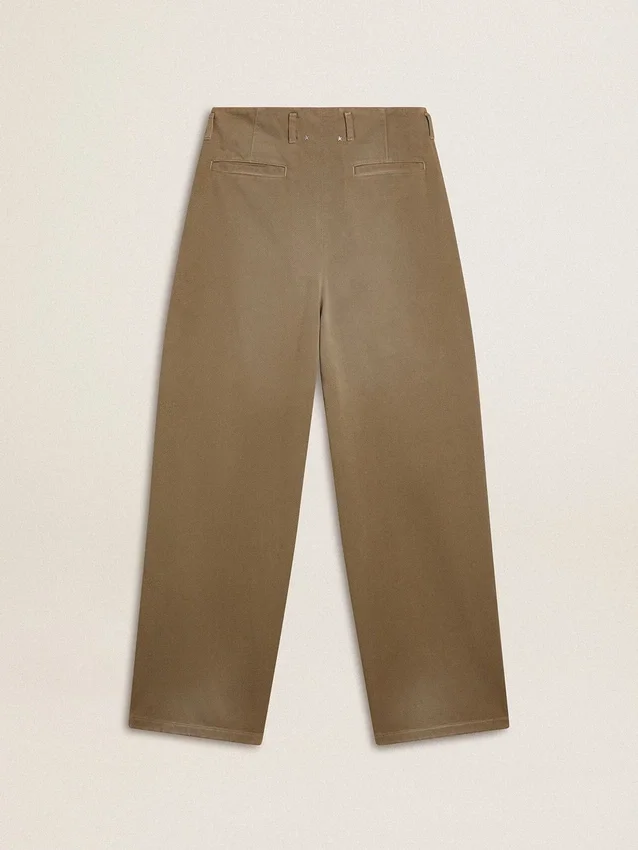 Pantalones de algodón color caqui para mujer