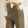 Pantalones de algodón color caqui para mujer con efecto degradado de Swarovski