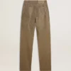 Pantalones de algodón color caqui para mujer con efecto degradado de Swarovski