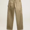 Pantalones de algodón con efecto desgastado para mujer