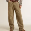 Pantalones de algodón con efecto desgastado para mujer