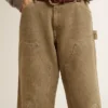 Pantalones de algodón con efecto desgastado para mujer