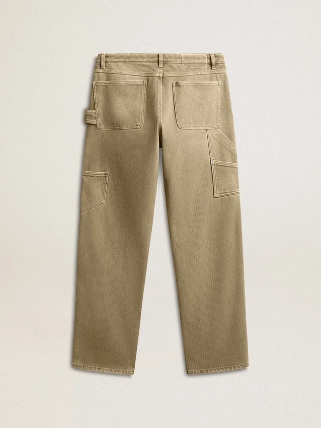 Pantalones de algodón con efecto desgastado para mujer