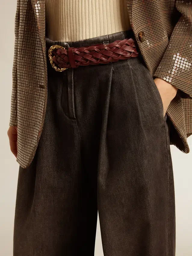 Pantalones de algodón de lavado medio para mujer