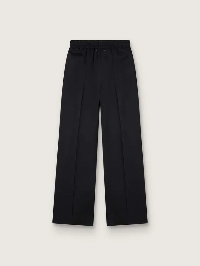 Pantalones de chándal negros de lana ligera para mujer