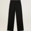 Pantalones de chándal negros de lana ligera para mujer